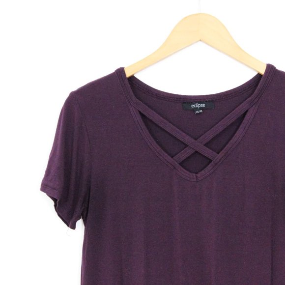 *Eclipse Cross V Neck Purple T Shirt - Picture 3 of 6
